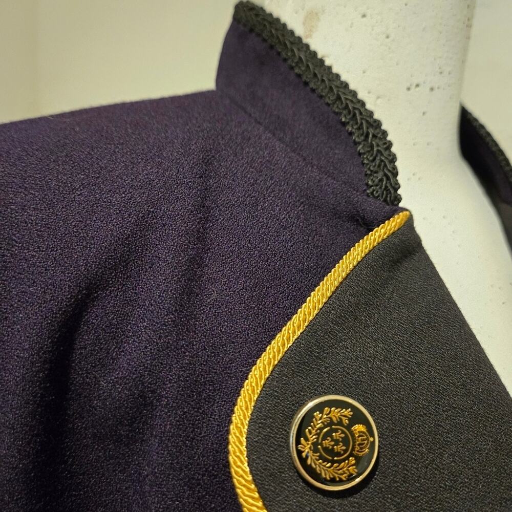 Vtg 80s 90s Equator Military Hussar Jacket Wool Purple Gold S Indie Sleaze - Picture 10 of 12